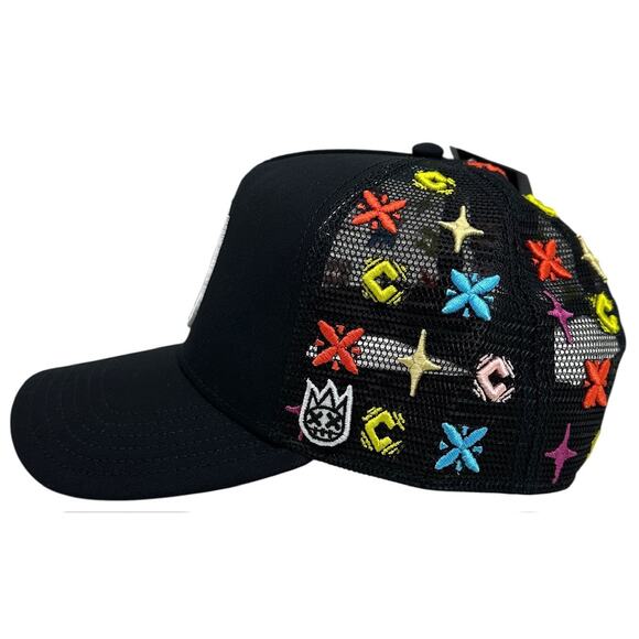 Cult of Individuality Trucker Hat Embroidered Logo Pattern Black Snapback Cap - Picture 4 of 8